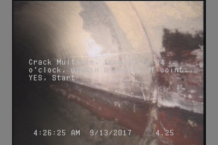 Crack Multiple, from 08 to 04 o'clock, within 8 inches of joint: YES, Start