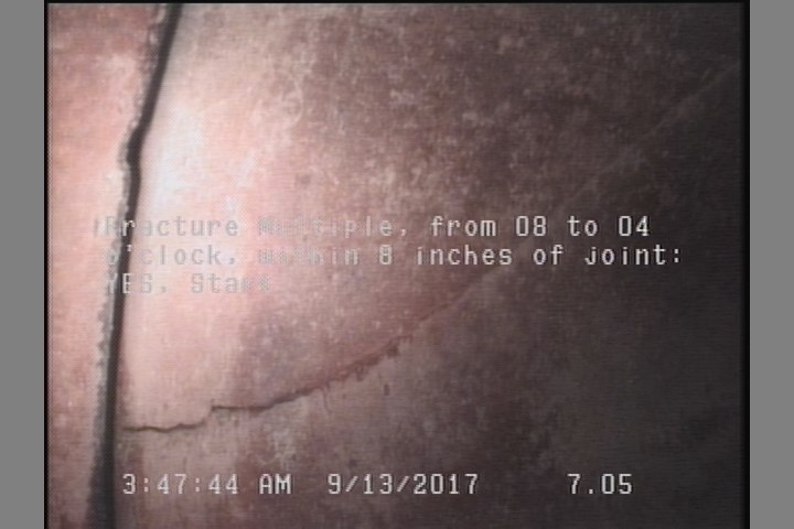 Fracture Multiple, from 08 to 04 o'clock, within 8 inches of joint: YES, Start