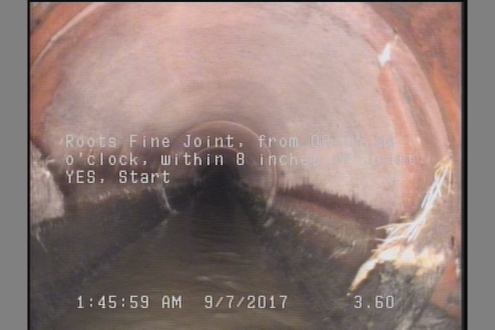 Roots Fine Joint, from 08 to 04 o'clock, within 8 inches of joint: YES, Start