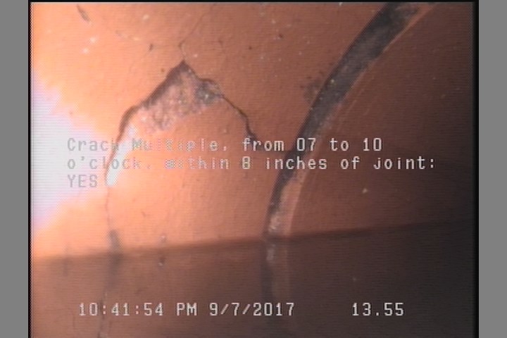 Crack Multiple, from 07 to 10 o'clock, within 8 inches of joint: YES