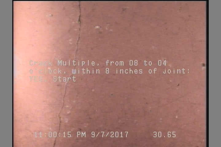 Crack Multiple, from 08 to 04 o'clock, within 8 inches of joint: YES, Start