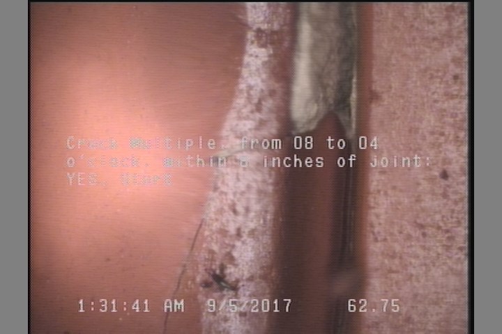 Crack Multiple, from 08 to 04 o'clock, within 8 inches of joint: YES, Start