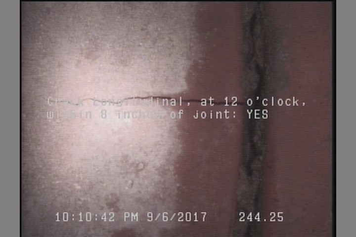 Crack Longitudinal, at 12 o'clock, within 8 inches of joint: YES