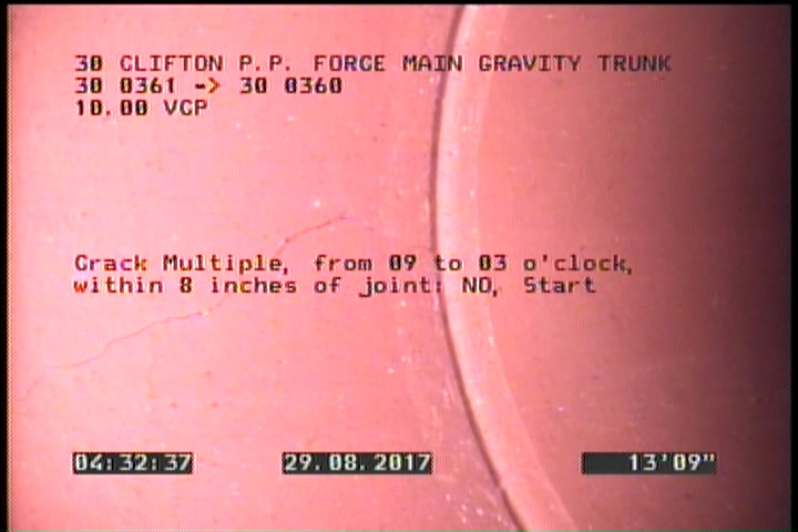 Crack Multiple, from 09 to 03 o'clock, within 8 inches of joint: NO, Start