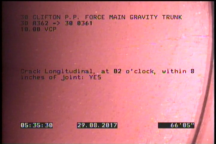 Crack Longitudinal, at 02 o'clock, within 8 inches of joint: YES