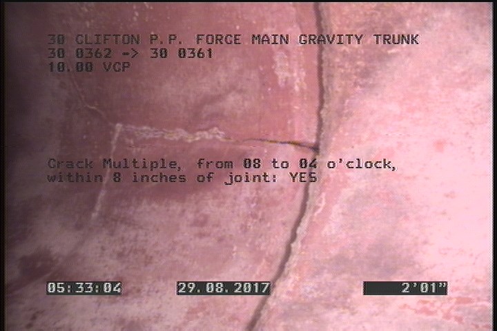 Crack Multiple, from 08 to 04 o'clock, within 8 inches of joint: YES