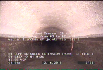 Deposits Attached Grease, 20 %of cross sectional area, from 03 to 09 o'clock, , within 8 inches of joint: YES, Start