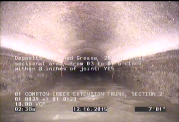 Deposits Attached Grease, 20 %of cross sectional area, from 03 to 09 o'clock, , within 8 inches of joint: YES