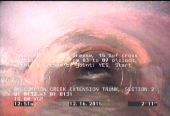 Deposits Attached Grease, 15 %of cross sectional area, from 03 to 09 o'clock, , within 8 inches of joint: YES, Start