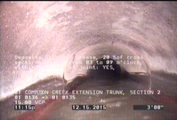 Deposits Attached Grease, 20 %of cross sectional area, from 03 to 09 o'clock, , within 8 inches of joint: YES, Start