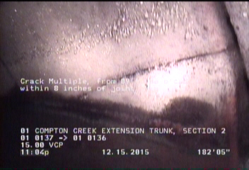 Crack Multiple, from 09 to 03 o'clock, within 8 inches of joint: YES