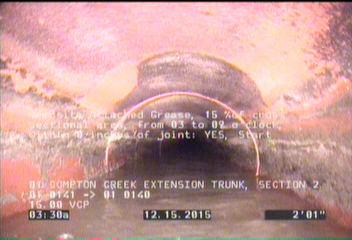 Deposits Attached Grease, 15 %of cross sectional area, from 03 to 09 o'clock, , within 8 inches of joint: YES, Start