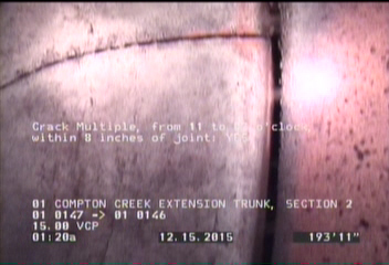 Crack Multiple, from 11 to 03 o'clock, within 8 inches of joint: YES