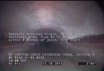 Deposits Attached Grease, 30 %of cross sectional area, from 03 to 09 o'clock, , within 8 inches of joint: YES, Start