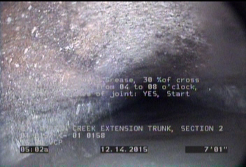 Deposits Attached Grease, 30 %of cross sectional area, from 04 to 08 o'clock, , within 8 inches of joint: YES, Start