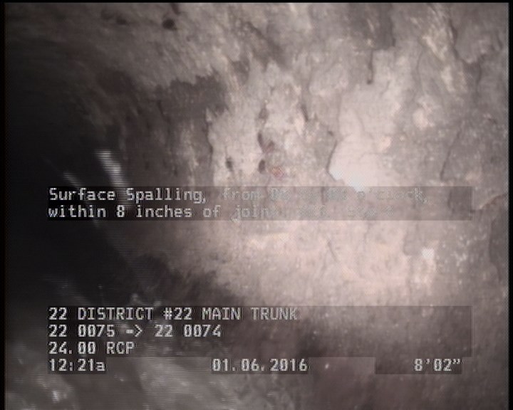 Surface Spalling, from 08 to 04 o'clock, within 8 inches of joint: YES, Start