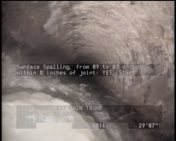 Surface Spalling, from 09 to 03 o'clock, within 8 inches of joint: YES, Start