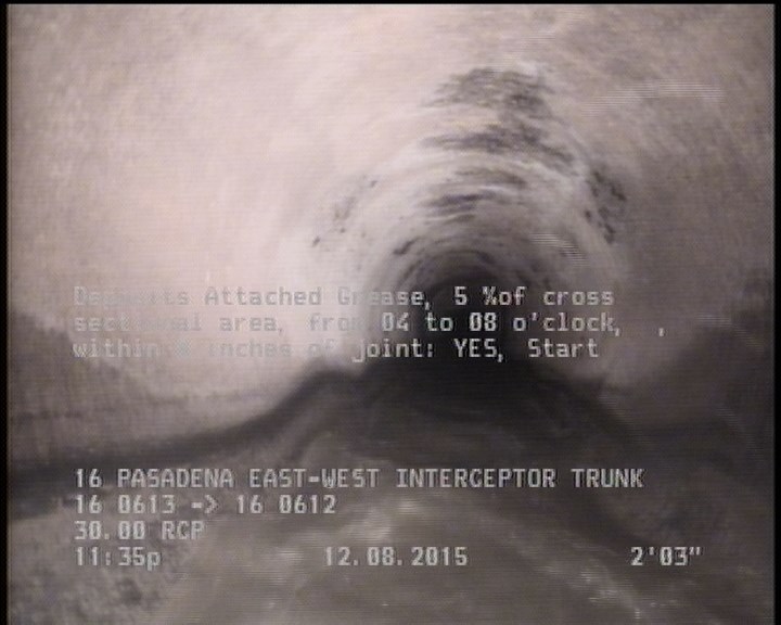 Deposits Attached Grease, 5 %of cross sectional area, from 04 to 08 o'clock, , within 8 inches of joint: YES, Start