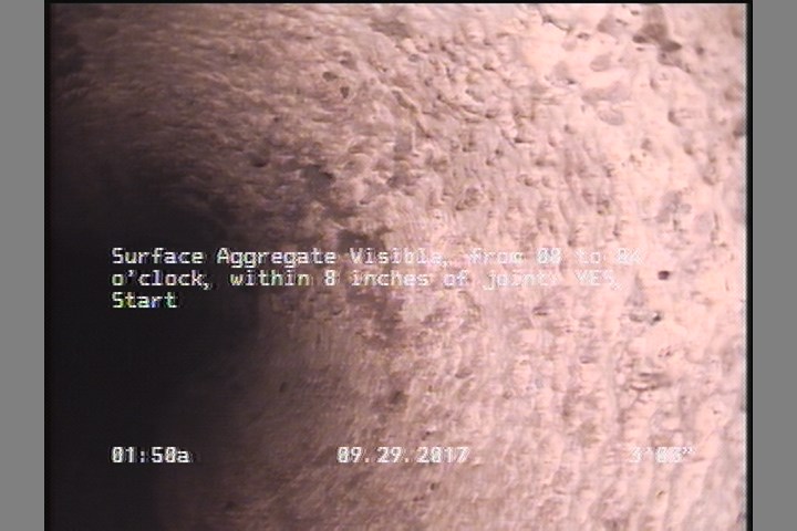 Surface Aggregate Visible, from 08 to 04 o'clock, within 8 inches of joint: YES, Start