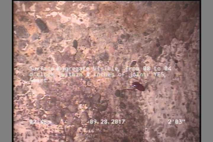 Surface Aggregate Visible, from 08 to 04 o'clock, within 8 inches of joint: YES, Start