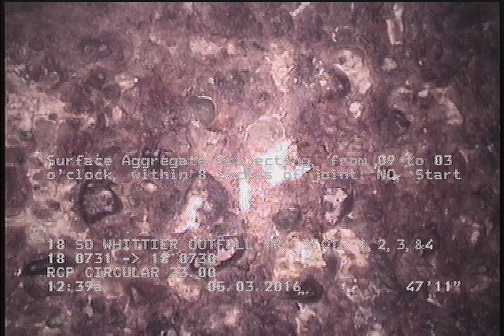 Surface Aggregate Projecting, from 09 to 03 o'clock, within 8 inches of joint: NO, Start