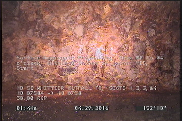 Surface Aggregate Projecting, from 08 to 04 o'clock, within 8 inches of joint: YES, Start