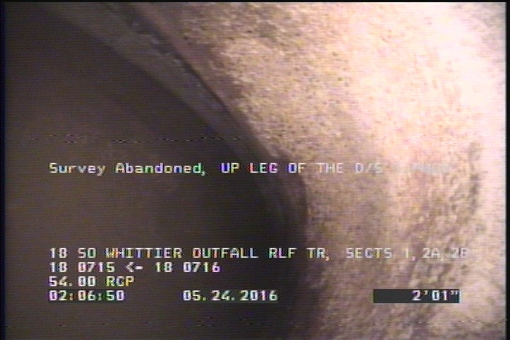Survey Abandoned - UP LEG OF THE D/S SIPHON