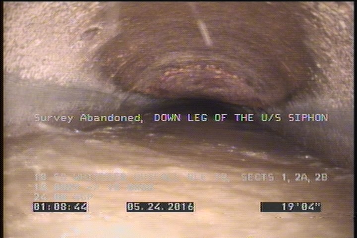 Survey Abandoned - DOWN LEG OF THE U/S SIPHON