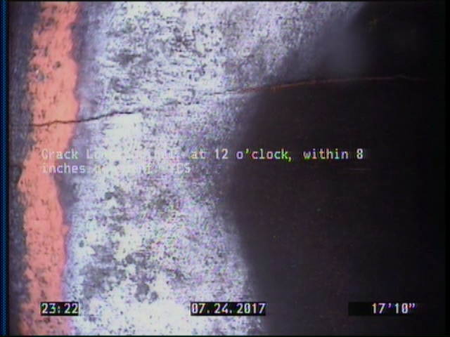 Crack Longitudinal, at 12 o'clock, within 8 inches of joint: YES