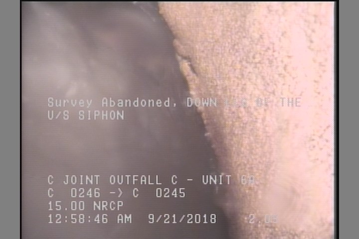 Survey Abandoned - DOWN LEG OF THE U/S SIPHON