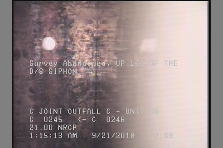 Survey Abandoned - UP LEG OF THE D/S SIPHON