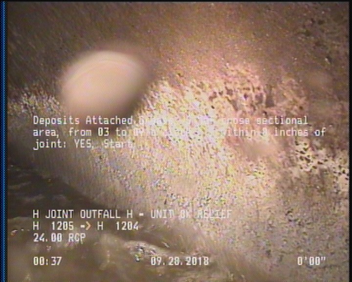Deposits Attached Grease, 5 %of cross sectional area, from 03 to 09 o'clock, , within 8 inches of joint: YES, Start