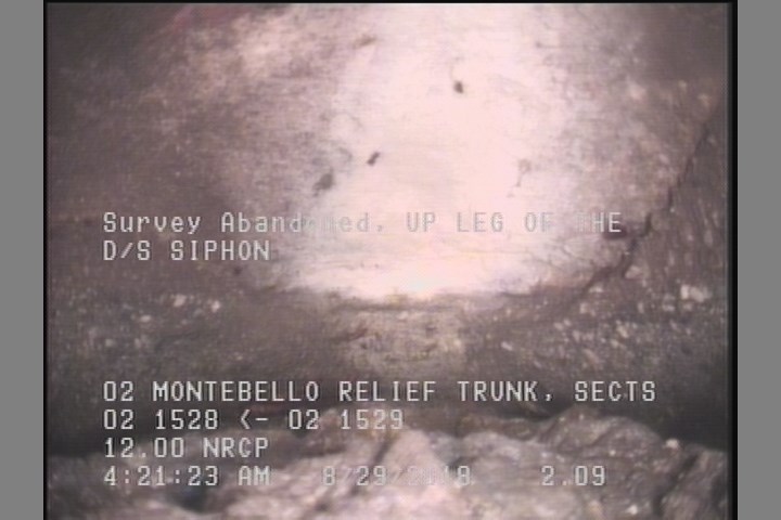 Survey Abandoned - UP LEG OF THE D/S SIPHON