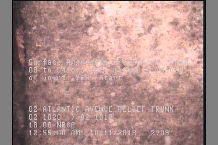 Surface Aggregate Projecting, from 08 to 04 o'clock, within 8 inches of joint: YES, Start