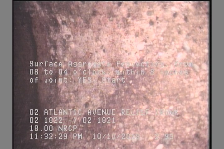 Surface Aggregate Projecting, from 08 to 04 o'clock, within 8 inches of joint: YES, Start