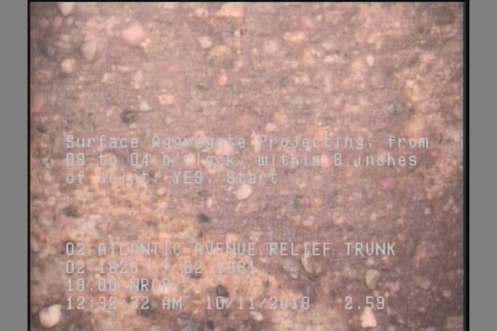 Surface Aggregate Projecting, from 08 to 04 o'clock, within 8 inches of joint: YES, Start