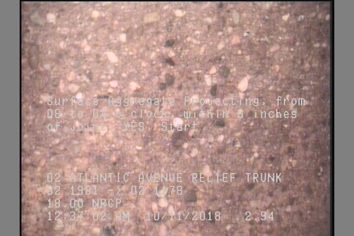Surface Aggregate Projecting, from 08 to 04 o'clock, within 8 inches of joint: YES, Start