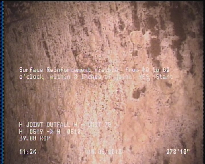 Surface Reinforcement Visible, from 10 to 02 o'clock, within 8 inches of joint: YES, Start
