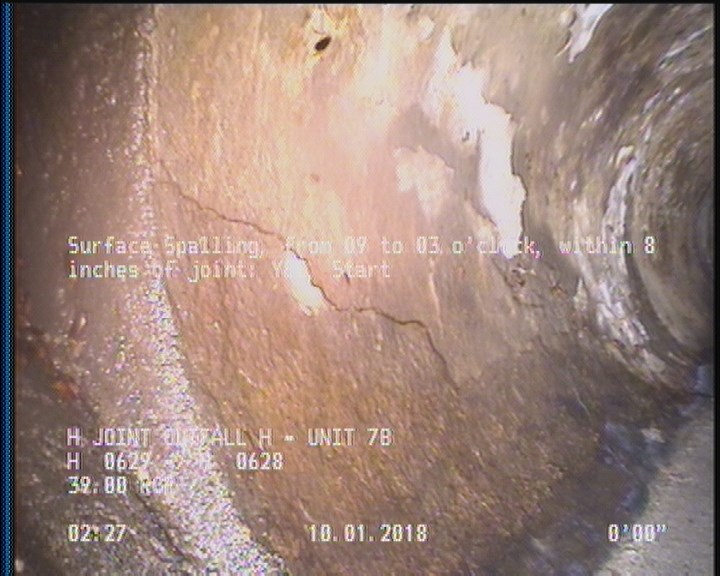 Surface Spalling, from 09 to 03 o'clock, within 8 inches of joint: YES, Start