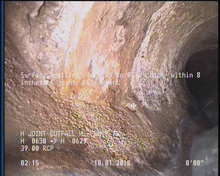 Surface Spalling, from 09 to 03 o'clock, within 8 inches of joint: YES, Start