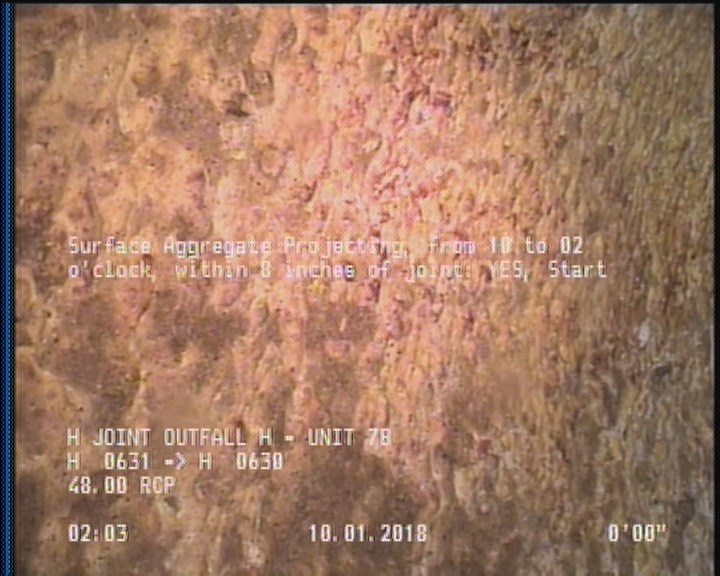 Surface Aggregate Projecting, from 10 to 02 o'clock, within 8 inches of joint: YES, Start