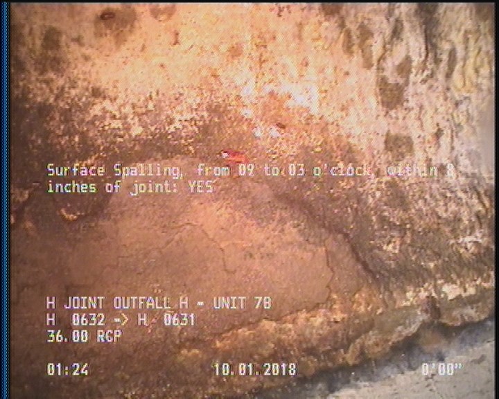 Surface Spalling, from 09 to 03 o'clock, within 8 inches of joint: YES, Start