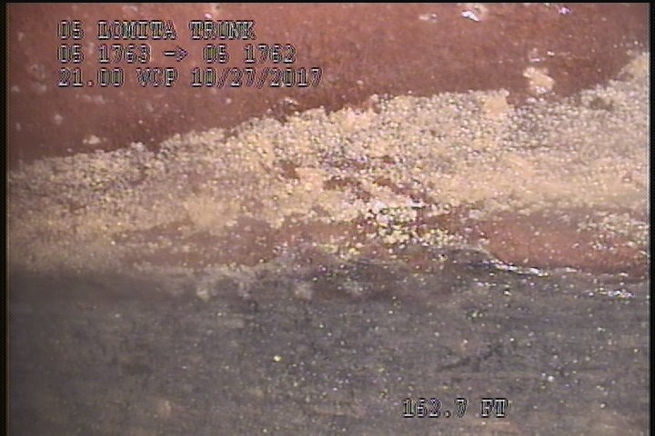 Deposits Attached Grease, 5 %of cross sectional area, at 03 o'clock, , within 8 inches of joint: YES, Start