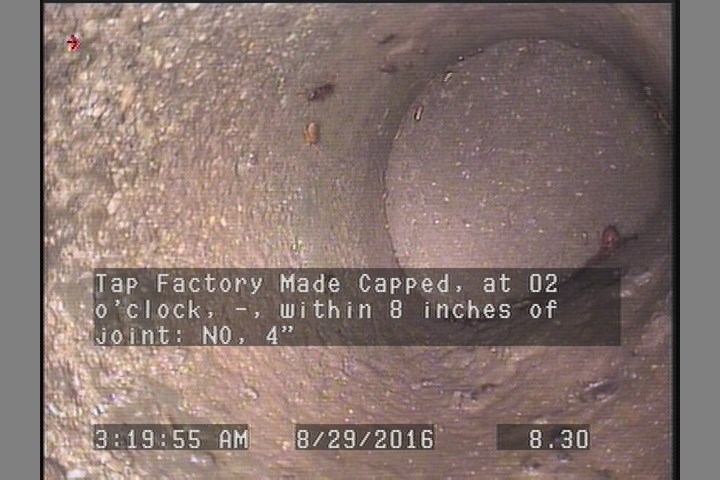 Tap Factory Made Capped, at 02 o'clock, -, within 8 inches of joint: NO, 4"