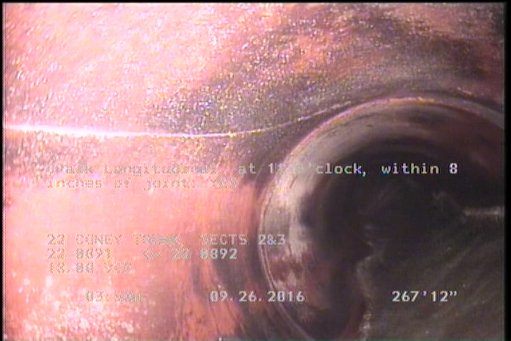 Crack Longitudinal, at 11 o'clock, within 8 inches of joint: YES