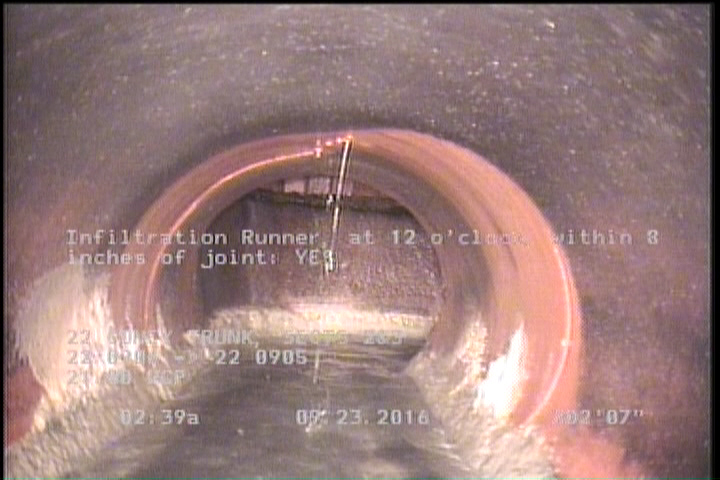Infiltration Runner, at 12 o'clock, within 8 inches of joint: YES