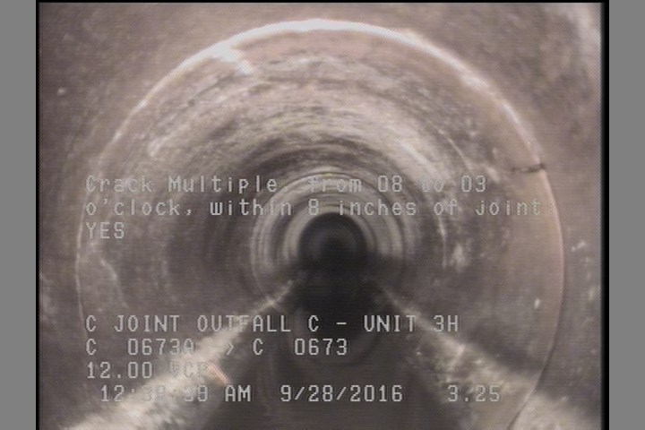 Crack Multiple, from 08 to 03 o'clock, within 8 inches of joint: YES