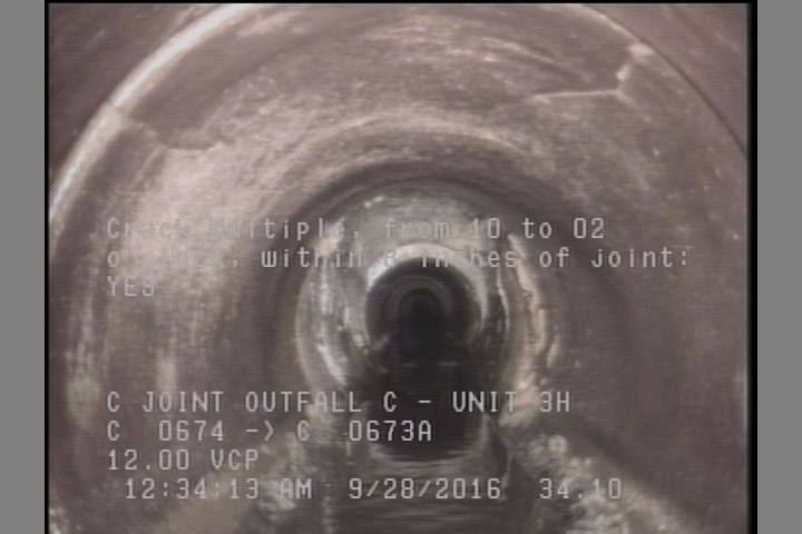 Crack Multiple, from 10 to 02 o'clock, within 8 inches of joint: YES