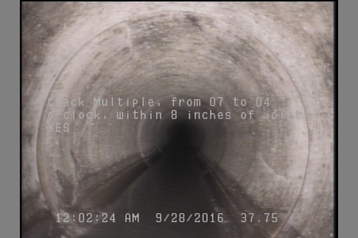 Crack Multiple, from 07 to 04 o'clock, within 8 inches of joint: YES