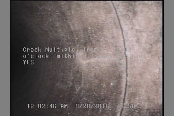Crack Multiple, from 10 to 03 o'clock, within 8 inches of joint: YES